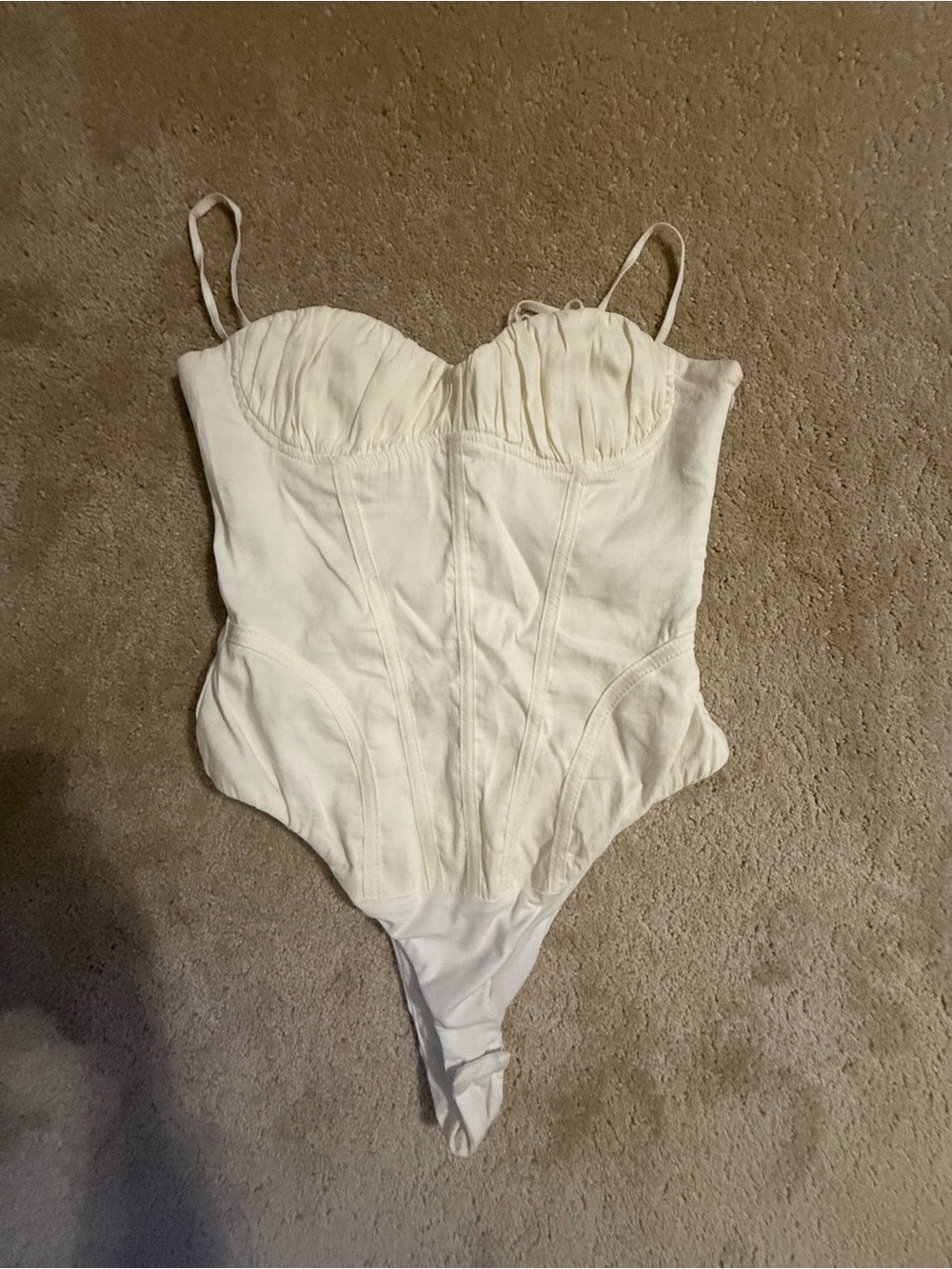 Zara Cream Sweetheart Bust One-Piece Bodysuit